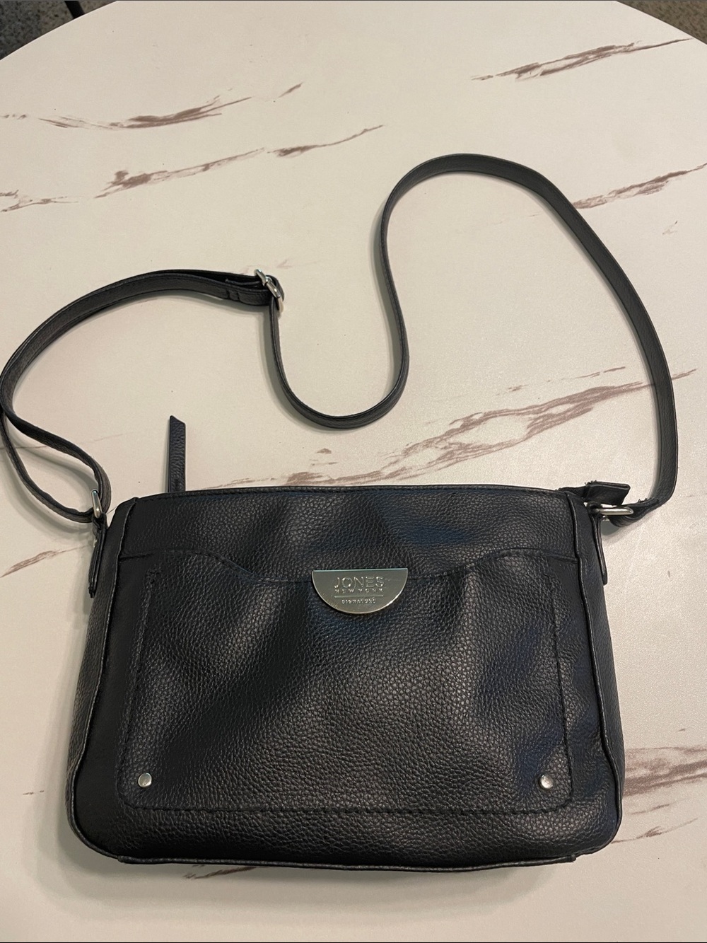 Jones New York Black Pebbled Vegan Leather Shoulder Bag